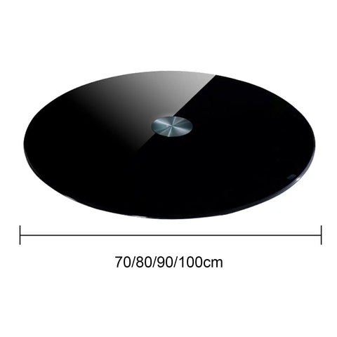 360 Degree Rotating Lazy Susan Turntable For Dining Tables And Kitchen Countertops Black Tempered Glass Base Large Round Tabletop Tray
