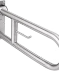 23.6 Inch Stainless Toilet Safety Rails With Flip Up Handicap Grab Bar And Paper Holder For Elderly And Disabled Bathroom Shower Hand Rail No Fuss Grip Assist