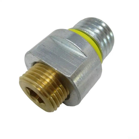 Premium Oil Drain Adaptor With Integrated O Ring Fits Kawasaki FH721V FR651V FX850V Engines Direct Swap For Easy Install And Secure Seal That Holds Up Under Heavy Duty Conditions. metal oil drain adaptor with O-ring and threaded ends for Kawasaki engine maintenance