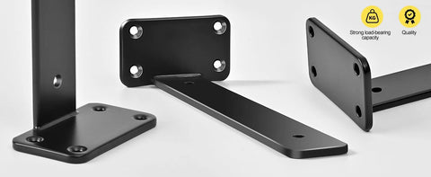 10 Inch Black Hidden L Shelf Brackets Set Of 12 Heavy Duty Iron Floating Shelf Brackets in matte black finish, close-up view