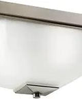 Indoor And Outdoor Ceiling Light Fixture With Two Bulbs In Antique Pewter Finish And Satin Etched Glass Damp Location Rated Square Flush Mount
