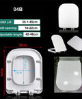No Sweat Square Soft Close Toilet Seat With Quick Release Hinges For Easy Wipe Down And Heavy Duty Daily Use In Ultra Premium Polypropylene Crisp White Color, 36x45cm dimensions.