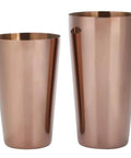 Heavy Duty 304 Stainless Steel Cocktail Shaker Set And Bartender Kit With Slick Mirror Polish showing two rose gold cocktail shaker cups.