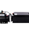 Stanss Single Acting Hydraulic Power Unit With 10 Quart Steel Reservoir featuring motor, lever, and safety valve for dump trailer use.