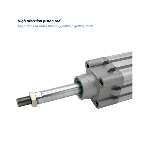 Heavy Duty Aluminum Pneumatic Cylinder Featuring Double Acting Air Design For Industrial Automation And Efficient Material Handling Systems Built Different With Durable Anodized Barrel For Rock Solid Performance, showing high precision piston rod.