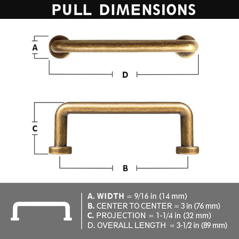 Antique Brass Cabinet Pulls Set Of 6 For Kitchen And Dresser Solid Zinc Alloy Drawer Handles Vintage Industrial Vibe dimensions