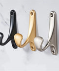 Sleek Wall Mount Coat Rack Built With Rock Solid Zinc Alloy Hooks Perfect For Mudrooms And Halls showing three colored hooks.