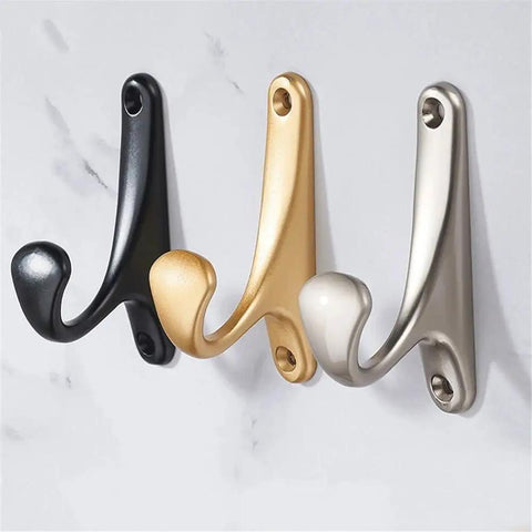 Sleek Wall Mount Coat Rack Built With Rock Solid Zinc Alloy Hooks Perfect For Mudrooms And Halls showing three colored hooks.