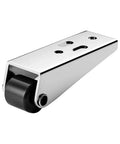 Bottom Rollers For Sliding Doors With Adjustable Anti Sag Wheels and Silver Finish, hardware for smooth quiet slide, close-up view