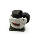 Hardcore Heavy Duty Furniture Casters With Level Adjustment, Retractable Aluminum Plates, solid caster with black wheel and gray body.