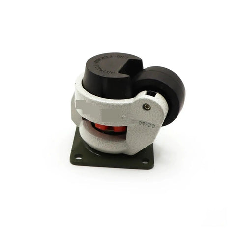 Hardcore Heavy Duty Furniture Casters With Level Adjustment, Retractable Aluminum Plates, solid caster with black wheel and gray body.