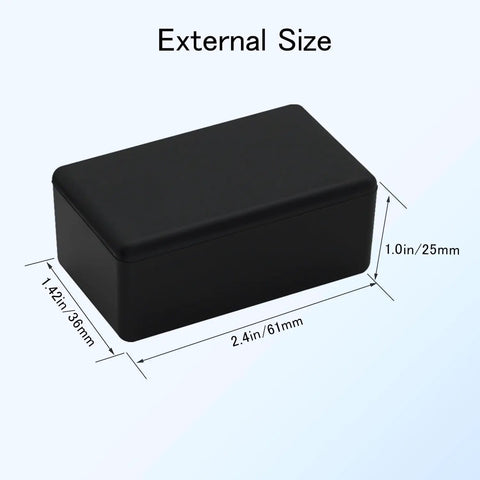 Built Tough Abs Plastic Project Box 8 Piece Set small black ABS enclosure with external measurements 2.4x1.4x1 inch for DIY electronics.