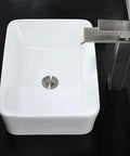 Vessel Sink With Faucet And Drain Combo 16x12 Inch Above Counter Porcelain Ceramic White Vanity Sink Rectangular