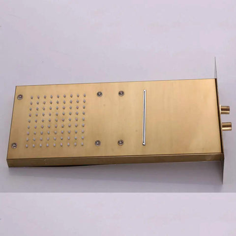 UMJIGF Luxury Led Shower System Gold Waterfall Shower Faucet Set Multifunction Brass Shower Combo Set with Shower Head top view of brass shower head