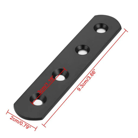 Eight Piece Stainless Steel Mending Plates 4 Inch Square Corner Brackets With Matching Screws For Heavy Duty Furniture Repair And Quick Fixes Built Rock Solid No Hassle Design Black Finish Secure Grip, black metal angle bracket with measurements.