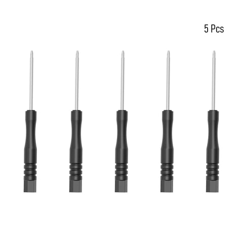 Five piece Tri Wing Screwdriver Set 1.5mm Y00 for game console repairs with non-magnetic black handles and durable steel shafts.
