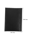 60 Pack Black Self-Sealing Bubble Mailers With Tear-Resistant PET Padding For Electronics And Cosmetics, dimensions shown