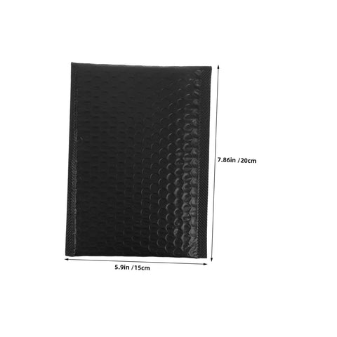 60 Pack Black Self-Sealing Bubble Mailers With Tear-Resistant PET Padding For Electronics And Cosmetics, dimensions shown