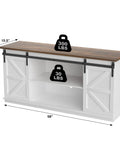 65 Inch TV Stand With Storage Cabinets And Sliding Barn Doors In Bright White Dope Farmhouse Style Entertainment Console With Mid Century Modern Flair