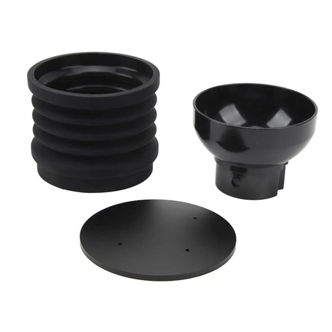 Premium Coffee Grinder Single Dose Funnel With Compact Air Blower And Durable Silicone Bean Hopper components set against a white background.