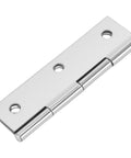 60 Pack Stainless Steel Cabinet Hinges Measuring Two Point Five Inches, Rock Solid Butt Hinges For Drawers Furniture Doors And Workshop Shelving, Silver Shine Pro Grade close-up view of a shiny stainless steel hinge