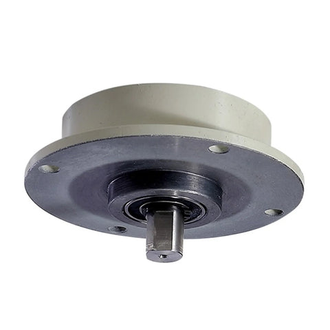 Miniature single-axis magnetic powder brake, 24V, with four-bolt flanged mounting (front view)
