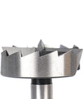 Close-up view of a tungsten carbide drill bit from the Top Shelf 16 Piece Wood Drill Bit Set for precise wood drilling.