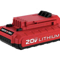 Close-up of 20V max lithium battery for 20V Max Impact Driver With Battery And Charger Included One Quarter Inch Chuck 2700 RPM Brushless Motor