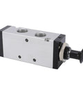 One Half Inch NPT Push Pull Valve For Pneumatic Systems, 5 Way Two Position Hand Lever Air Control Valve, Aluminum Alloy Direct Acting Component