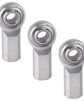 Built Like A Tank Standard Steel Heim Joint Rod Ends One Quarter Left Hand Female Thread With Rock Solid Hardened Ball Joints For Tough Shop Repairs And No Nonsense Mechanical Projects Three Pack, showing three rod ends.