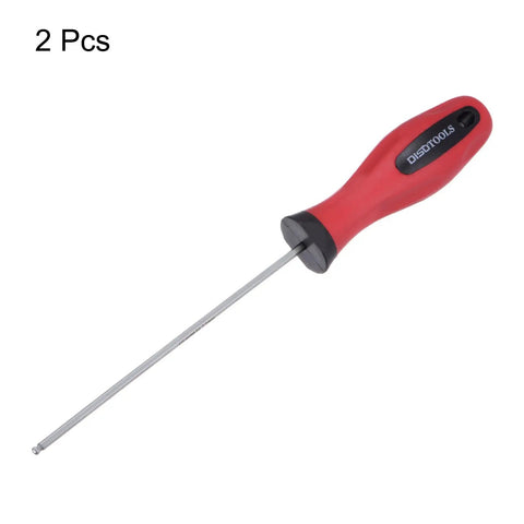 2 Piece Magnetic Ball End Hex Screwdriver Set, 2mm Bit, 110mm Shaft, 190mm, red ergonomic handle