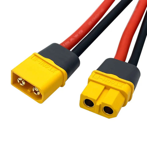 Male To Female RC Connector Extension Cable With 1 Meter Beefy 12 AWG Silicon Wire, showing XT60h connectors against white background