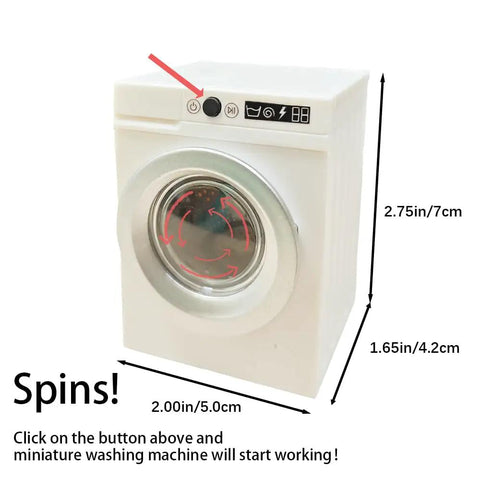 Straight Up Killer 1 12 Scale Miniature Electric Washer And Dryer Set featuring white compact washing machine with spinning function.
