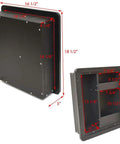 Built Dope Marine Boat Fire Extinguisher Storage Box in Matte Black showing dimensions and features from multiple angles.