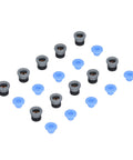10 Piece Pneumatic Valve Connector Heads For Extruder 3D Printer Accessories PTFE ECAS04 scattered view with blue caps