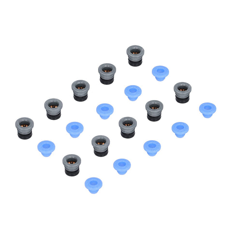 10 Piece Pneumatic Valve Connector Heads For Extruder 3D Printer Accessories PTFE ECAS04 scattered view with blue caps