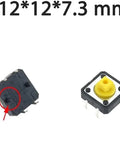 Red Tactile Microswitches 12x12x7.3mm 10 Pack Durable Long Life Touch Switches With Protected Pin Design For Home Appliances Audio Equipment Toys Mouse Business Machines And Electronics, yellow actuator