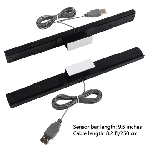 USB Wired Infrared Sensor Bar For Nintendo Wii And Wii U With Stand Black enhanced motion tracking and sync cable 8.2 ft