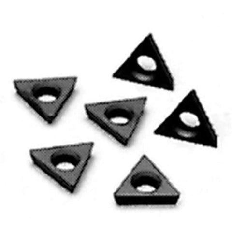 Positive Rake Carbide Insert 0.017 Radius Six Pack for Lathe Use shown in triangular shape for smooth rotor finishes