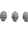 Three 3/4 Inch NPT Liquid Tight Connectors made from Nylon 6, ideal for outdoor HVAC and machinery setups.
