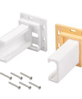 Easy Fit Drawer Slide Socket Set For Cabinets And RVs with 1 Inch Drawer Slides and screws, white and beige sockets, side view