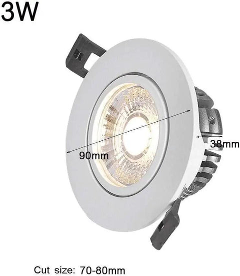 WKNHHL Recessed Lighting Housing Trim Kits Aluminum Adjustable Angle Led Downlight with white round design, 90mm diameter.