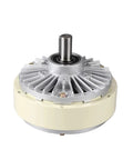 LVSEDTAL electromagnetic brake clutch with shaft; front view, silver metal housing.