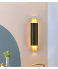 Sleek Black Wall Lamp With E27 Socket For Living Room TV Wall And Entryway Glare Free Indoor Sconce, mounted on wall.
