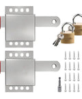 Heavy Duty Garage Door Lock Kit With Vertical Track Engagement For Dual Doors, Galvanized Steel Construction, Includes 2 Locks, 16 Self Tapping Screws, And Drill Bit For Full Hardware shown with two locks, screws, and keys