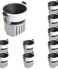10 Pack LED Recessed Downlight Kit Adjustable Spot Lamp High CRI98 4000K Natural Daylight Aluminum Retrofit Trim For No Fuss Ceiling Install Smooth Glare Free Ambient Glow with aluminum trim and black interior.