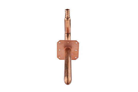 Pack Of 10 PEX Copper Stub Out Elbows With Wall Flange, 1/2 Inch Nominal, 8 Inch Length, Crimp Connection, Lead Free Copper