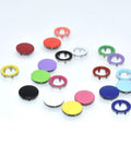 Close-up of colorful metal eyelets from 200 Piece Snap Fastener Tool Kit With 10 Color Options Solid And Hollow 9.5mm Metal Eyelets