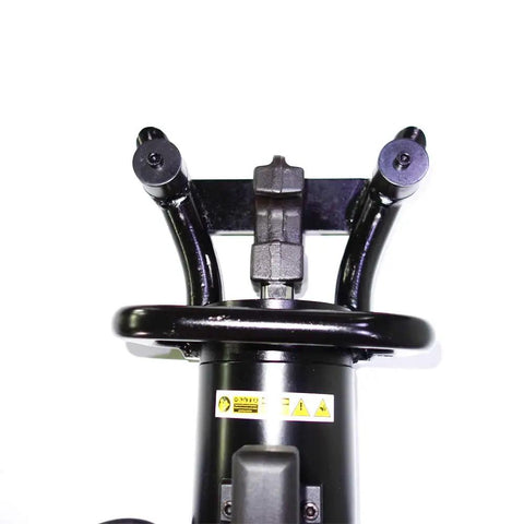 Heavy Duty Electric Rebar Bender Semi Automatic Steel Rod Spiral Bending Machine Max Bend Size 32mm handle and controls overhead view