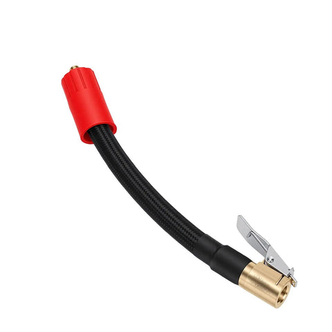 Flexible Tire Inflator Extension Hose With Quick Connect Air Chuck Adapter External Thread And Leakproof Clip On Design For Car Motorcycle Bike Or Electric Vehicle Inflation, 16cm black braided hose with red adapter